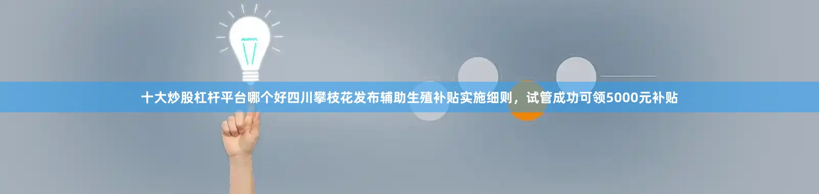 十大炒股杠杆平台哪个好四川攀枝花发布辅助生殖补贴实施细则，试管成功可领5000元补贴